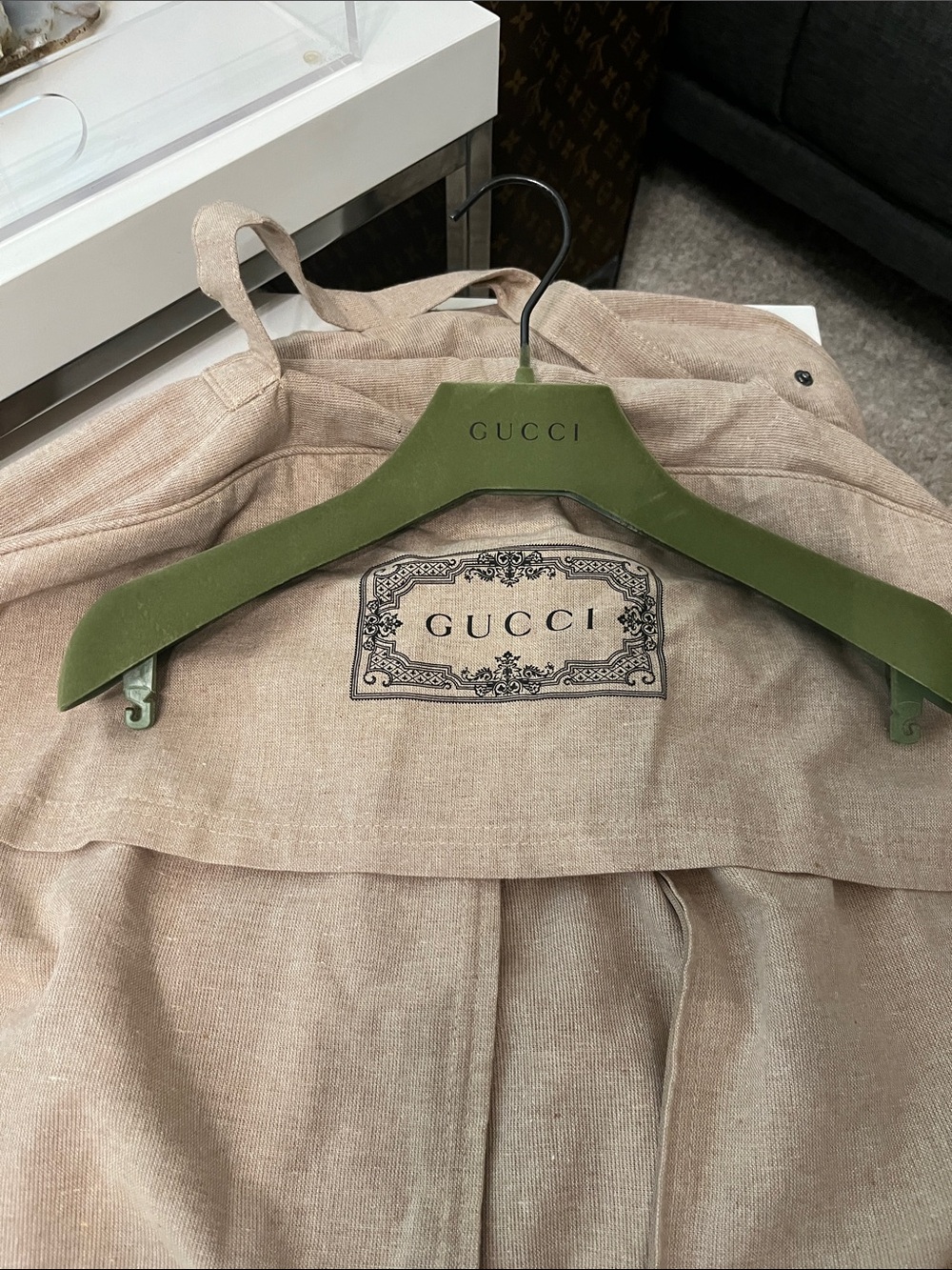 Gucci Beige Linen Garment Bag